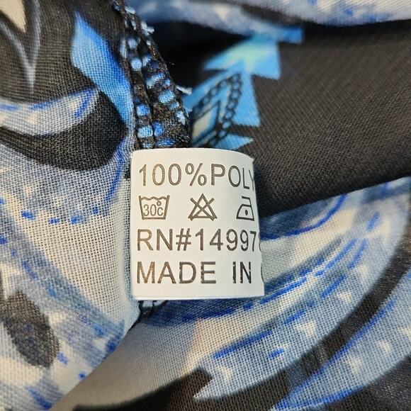 Arianna By Howards Multi-Colored Blouse OS Sheer Cold Shoulder Boho Abstract - Picture 9 of 11